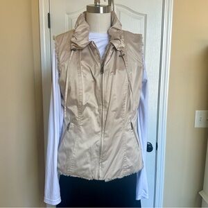CAbi Satin & Faux Fur Reversible Vest Size Medium